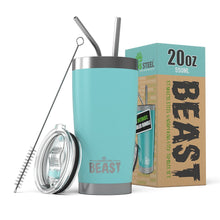 Load image into Gallery viewer, All 20 oz Greens Steel Beast Tumblers come with 2 stainless steel straws and straw cleaner
