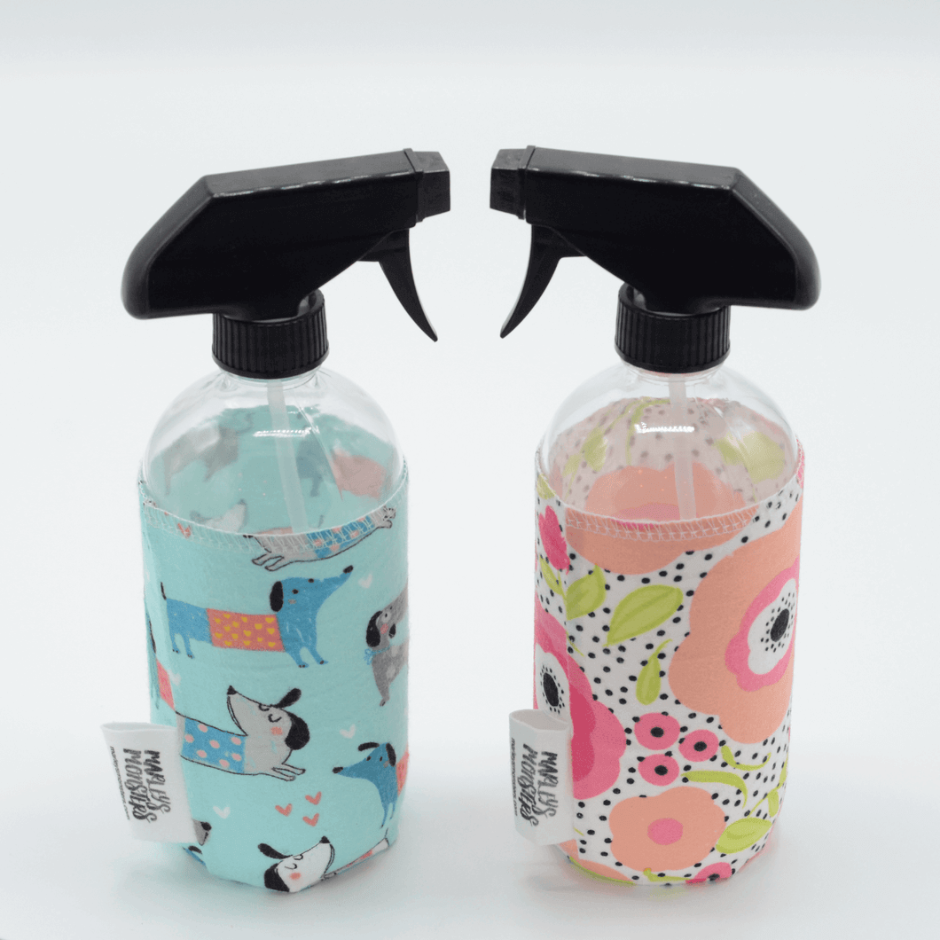 Glass spray bottles are a great zero waste option for storing homemade cleaning products