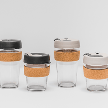 Load image into Gallery viewer, Reusable Glass Keep Cups 2 sizes with cork bands
